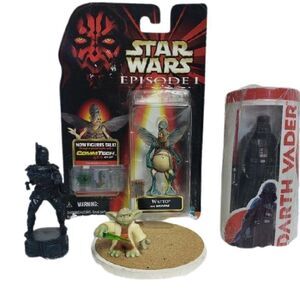 Star Wars Action Figures Darth Vader, Watto, Mandalorian, Yoda Collector Bundle